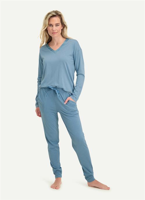 Coastal Blue pyjama top long sleeves 150120-585