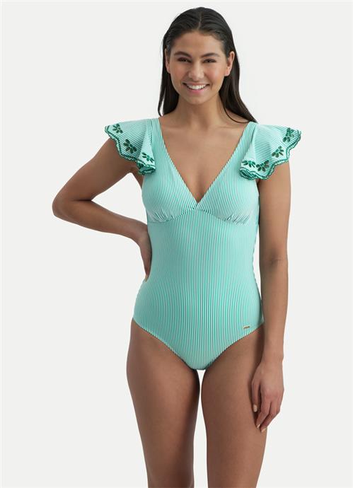Sunny Vibes Seagreen V-neck swimsuit 210323-719