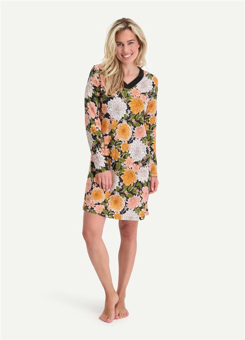 Dahlia Blooms night dress long sleeves 250512-559