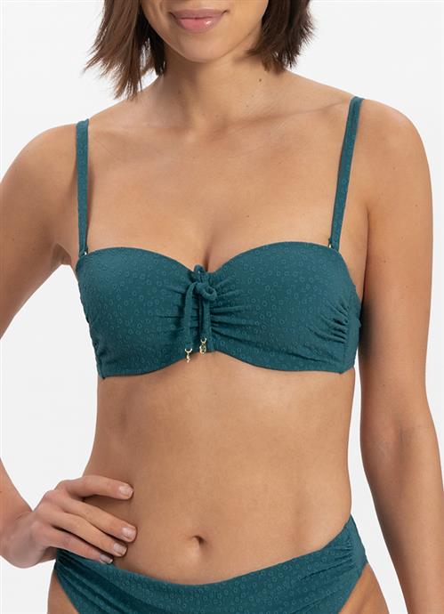 Flora Teal bandeau bikini top 310117-703