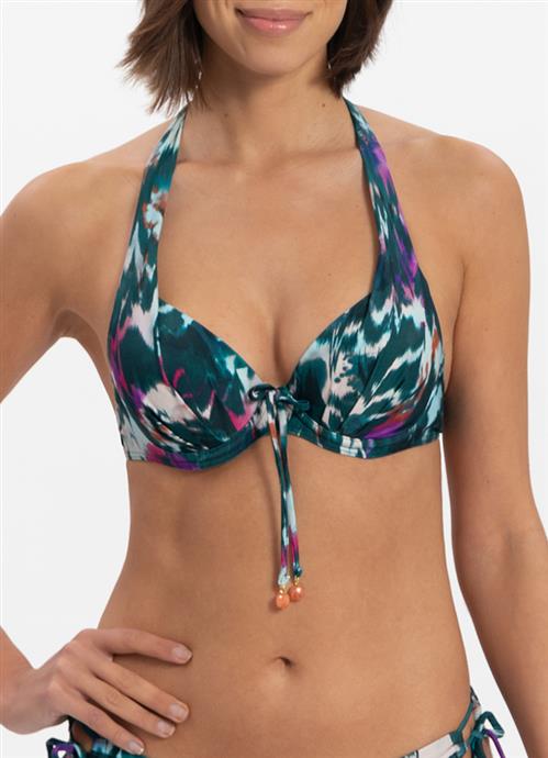 Ikat Teal Plunge-Bikini-Top 310137-708