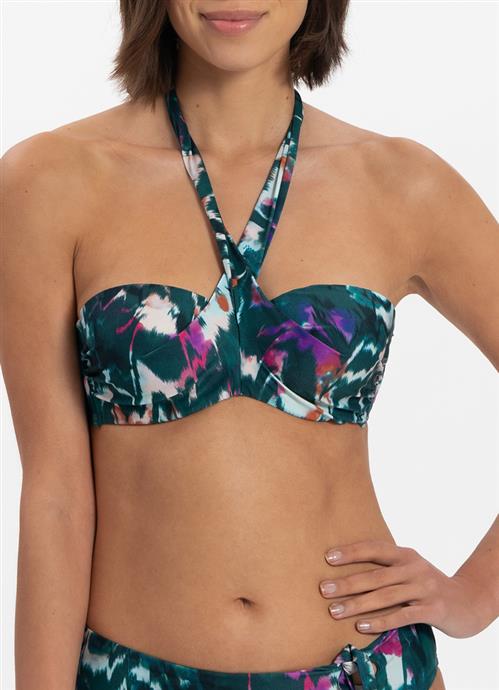 Ikat Teal bandeau bikini top 310141-708