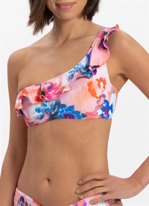 Femme Florale one-shoulder ruffle bikini top 310198-211